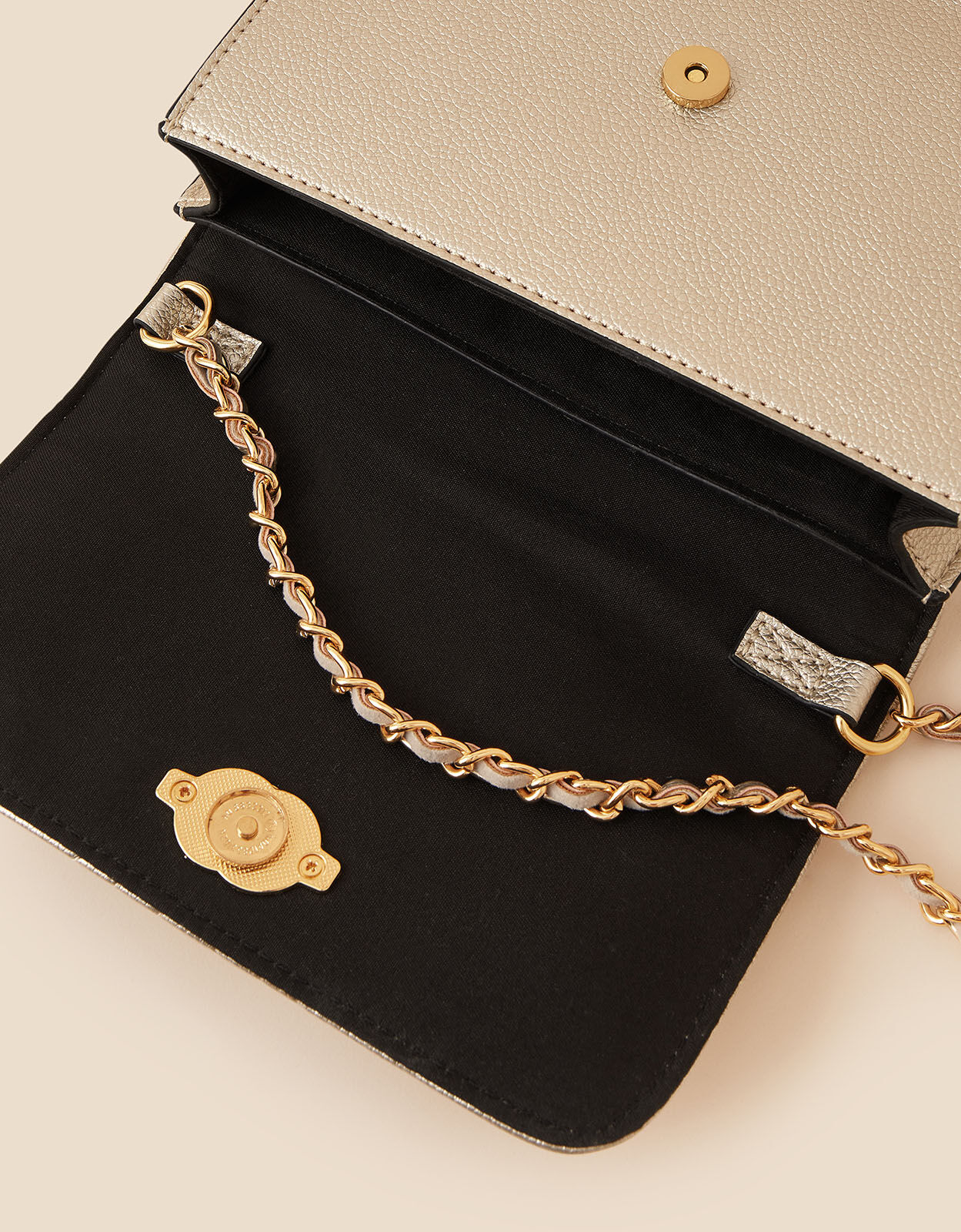 Chain Strap Quilted Cross Body Bag Gold