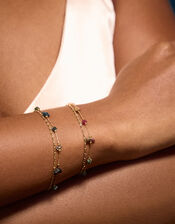 14ct Gold-Plated Semi-Precious Stone Layered Bracelet, , large