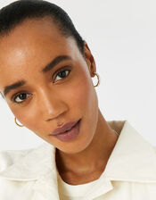 Gold-Plated Baguette Hoops, , large