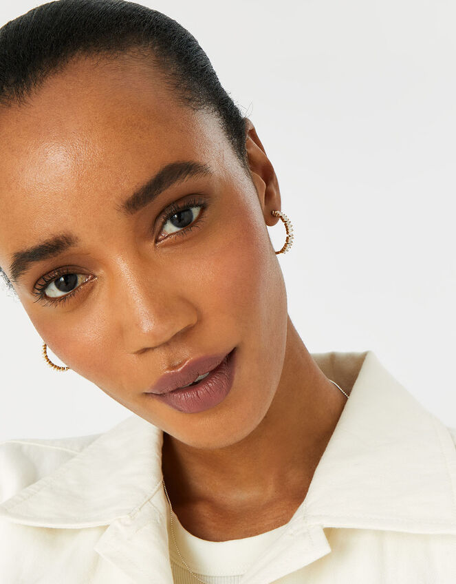 Gold-Plated Baguette Hoops, , large