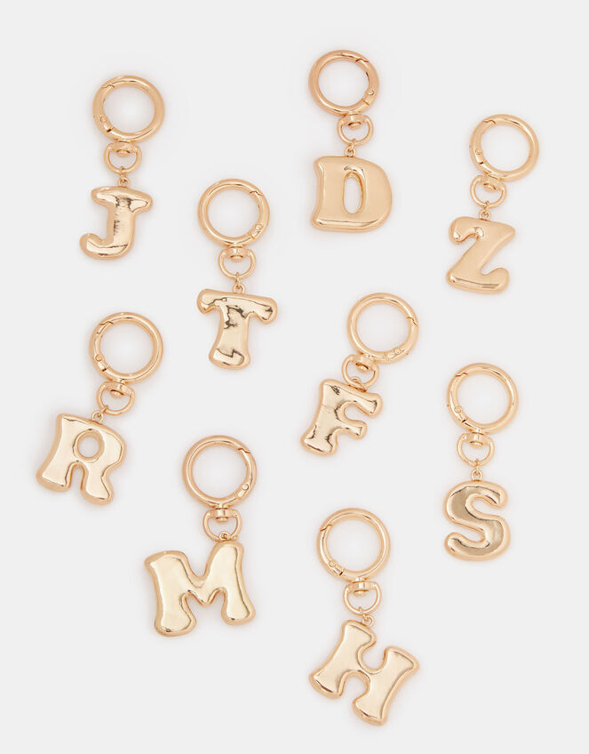 Bubble Initial Bag Charm, Gold (GOLD), large