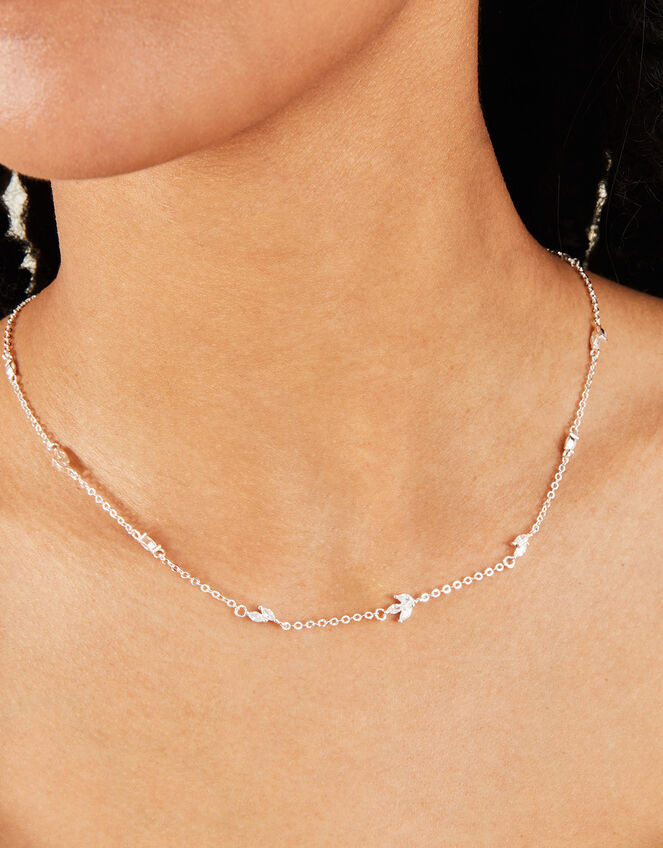 Sterling Silver-Plated Vine Collar Necklace, , large