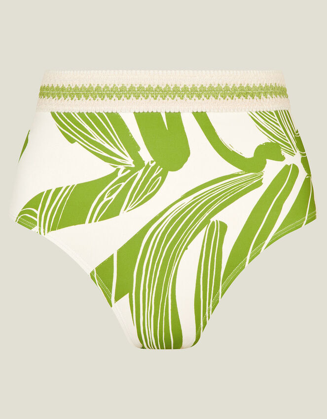 Squiggle Print High-Waisted Bikini Bottoms, Green (GREEN), large