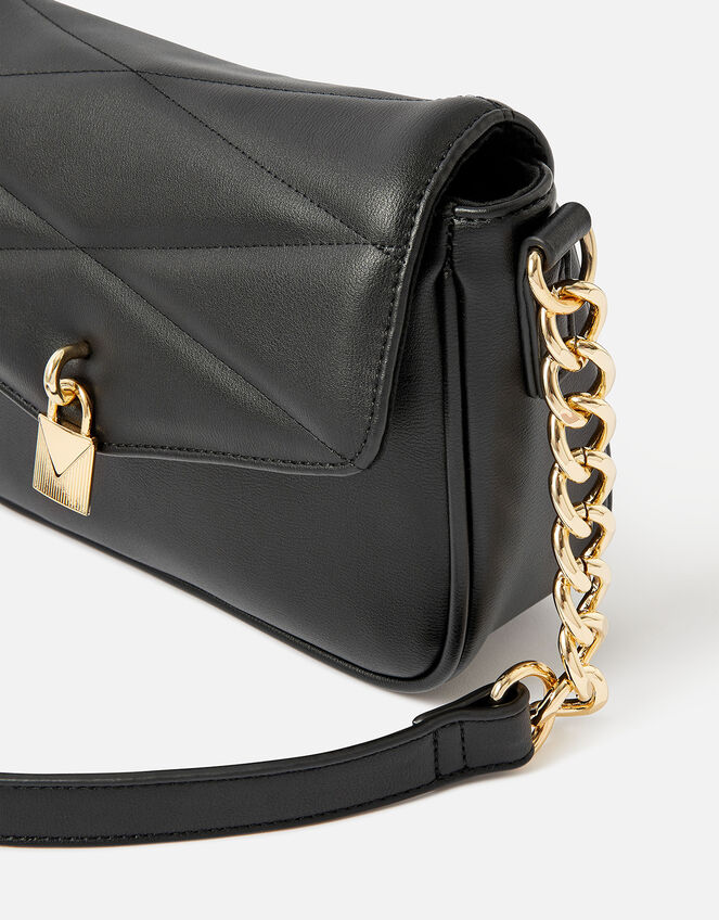 Padlock Quilted Cross-Body Bag, Black (BLACK), large