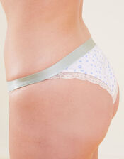 Ditsy Lace Trim Brazilian Knickers, Ivory (IVORY), large