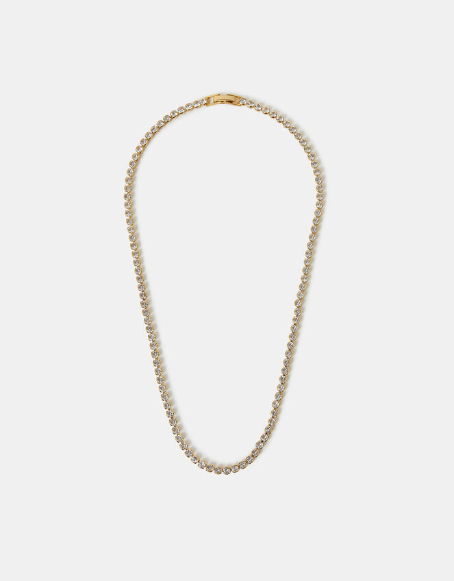 14ct Gold-Plated Sparkle Tennis Necklace, , large