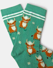 Highland Cow Print Socks, , large