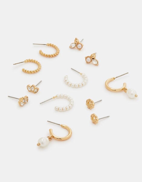 6-Pack Pearl Stud & Hoop Earrings, , large