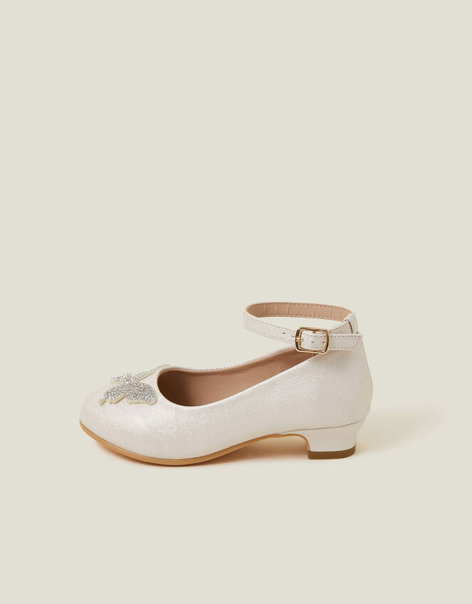 Girls Diamante Butterfly Heels, Gold (PALE GOLD), large