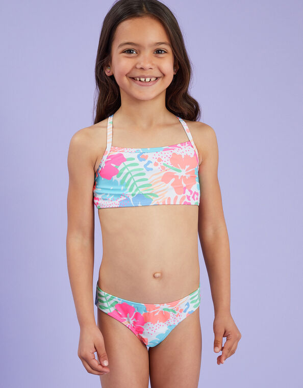 Girls Tropical Print Bikini Set, Multi (BRIGHTS MULTI), large