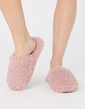 Fluffy Teddy Mule Slippers, Pink (PINK), large