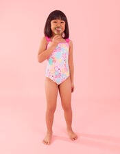 Girls Tropical Print Swimsuit, Multi (BRIGHTS-MULTI), large
