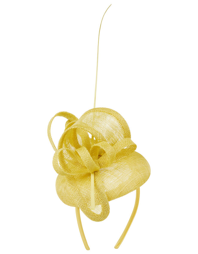 Loops and Quill Pill Box Fascinator Headband, Yellow (YELLOW), large