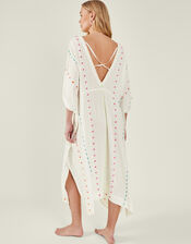 Embroidered Mirror Kaftan, White (WHITE), large