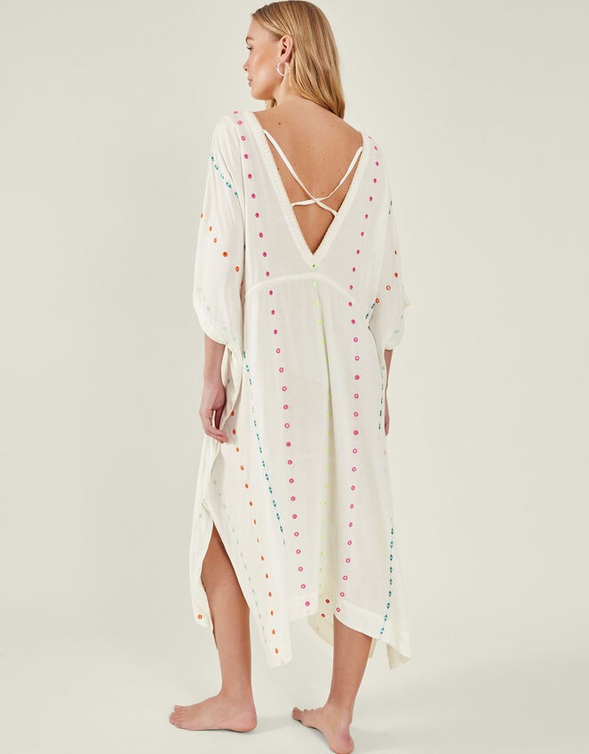 Embroidered Mirror Kaftan, White (WHITE), large