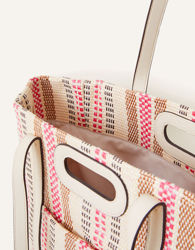 Woven Stripe Shopper Bag, , large
