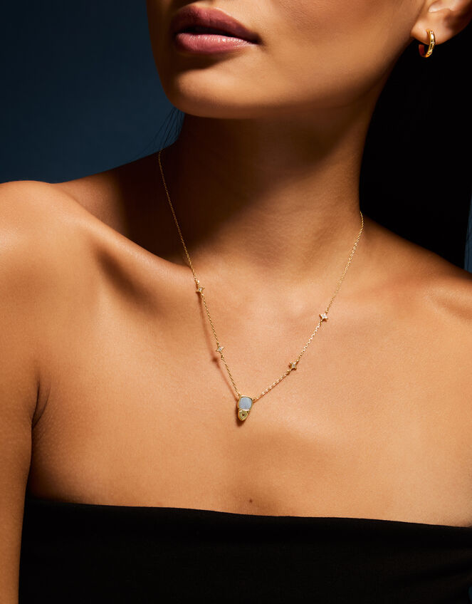 14ct Gold-Plated Star Stone Pendant Necklace, , large