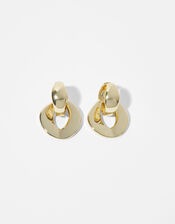 Gold-Plated Oval Charm Chunky Hoops, , large