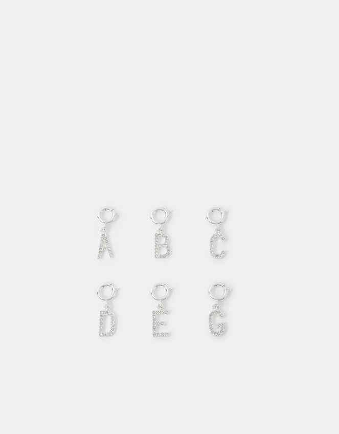 Diamanté Initial Jewellery Charm, Silver (SILVER), large
