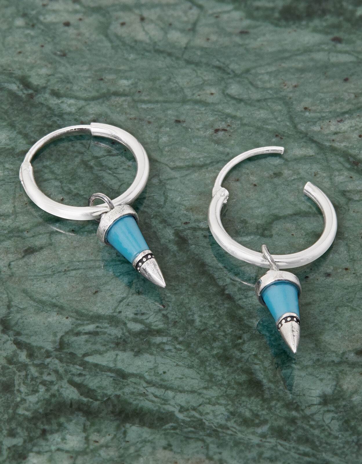 Silver hoop charm best sale earrings