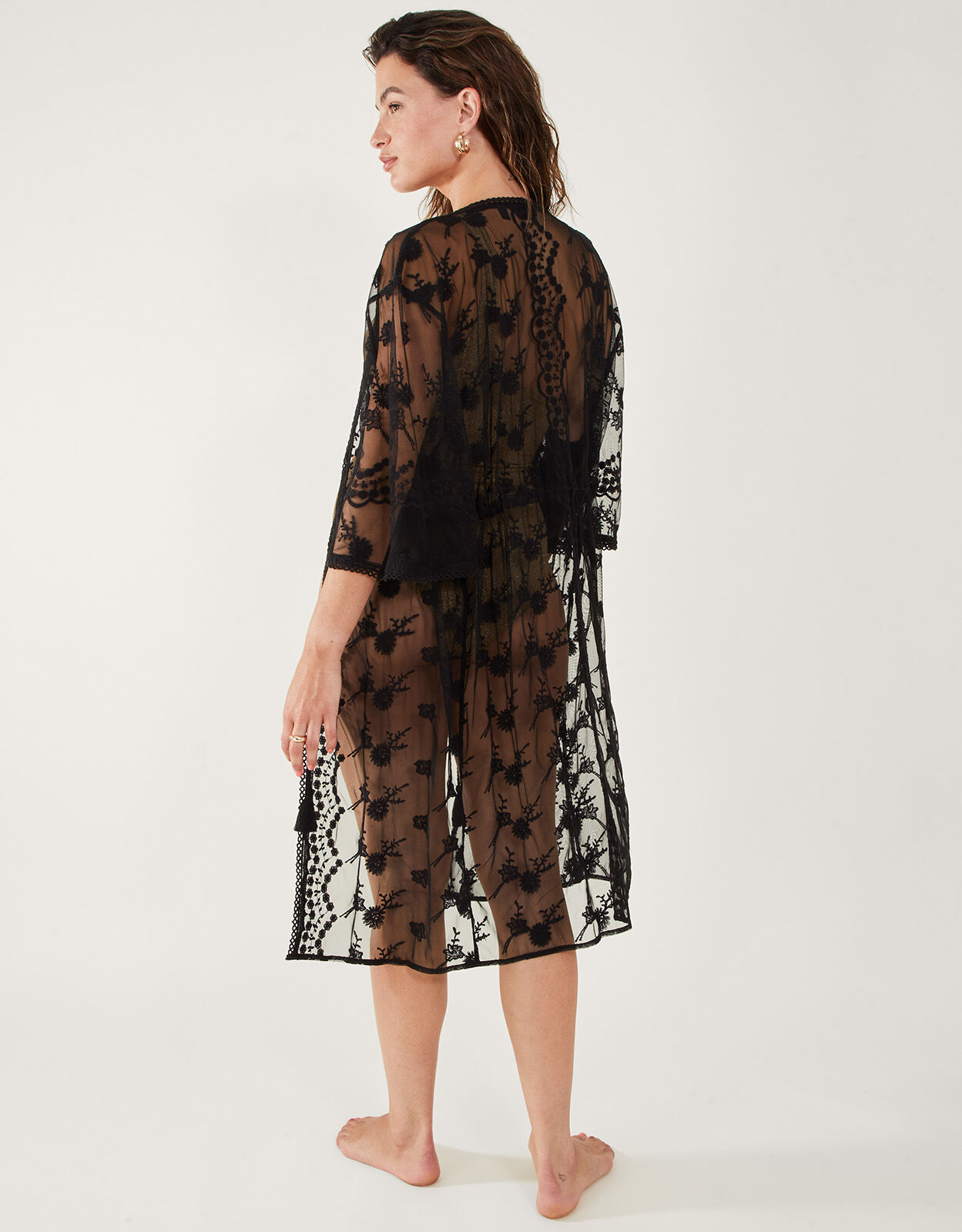 Long black lace deals cover up