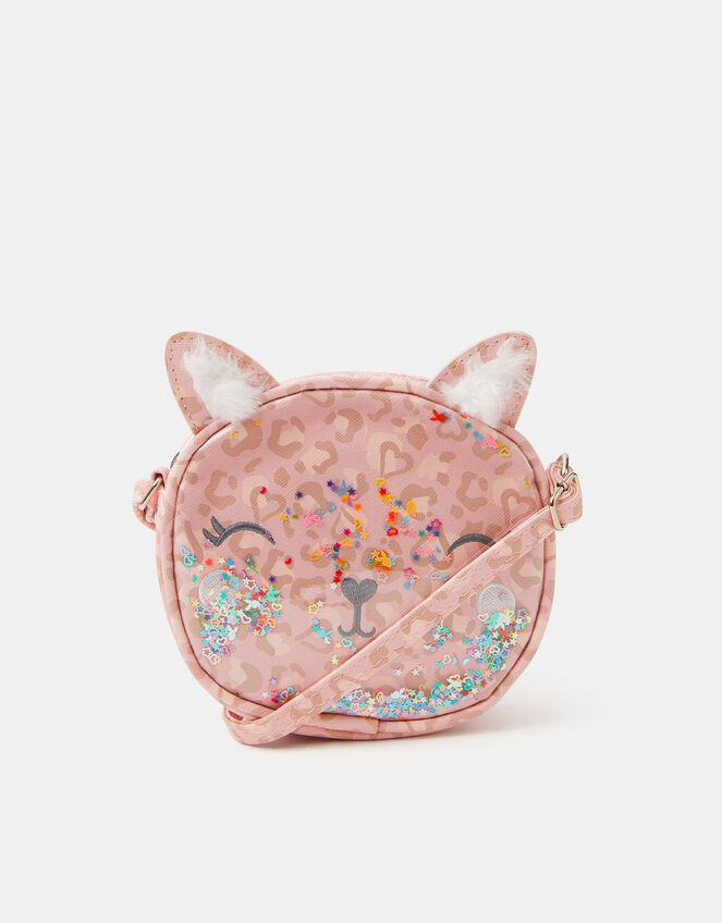 Girls Sequin Cat Crossbody Bag, , large