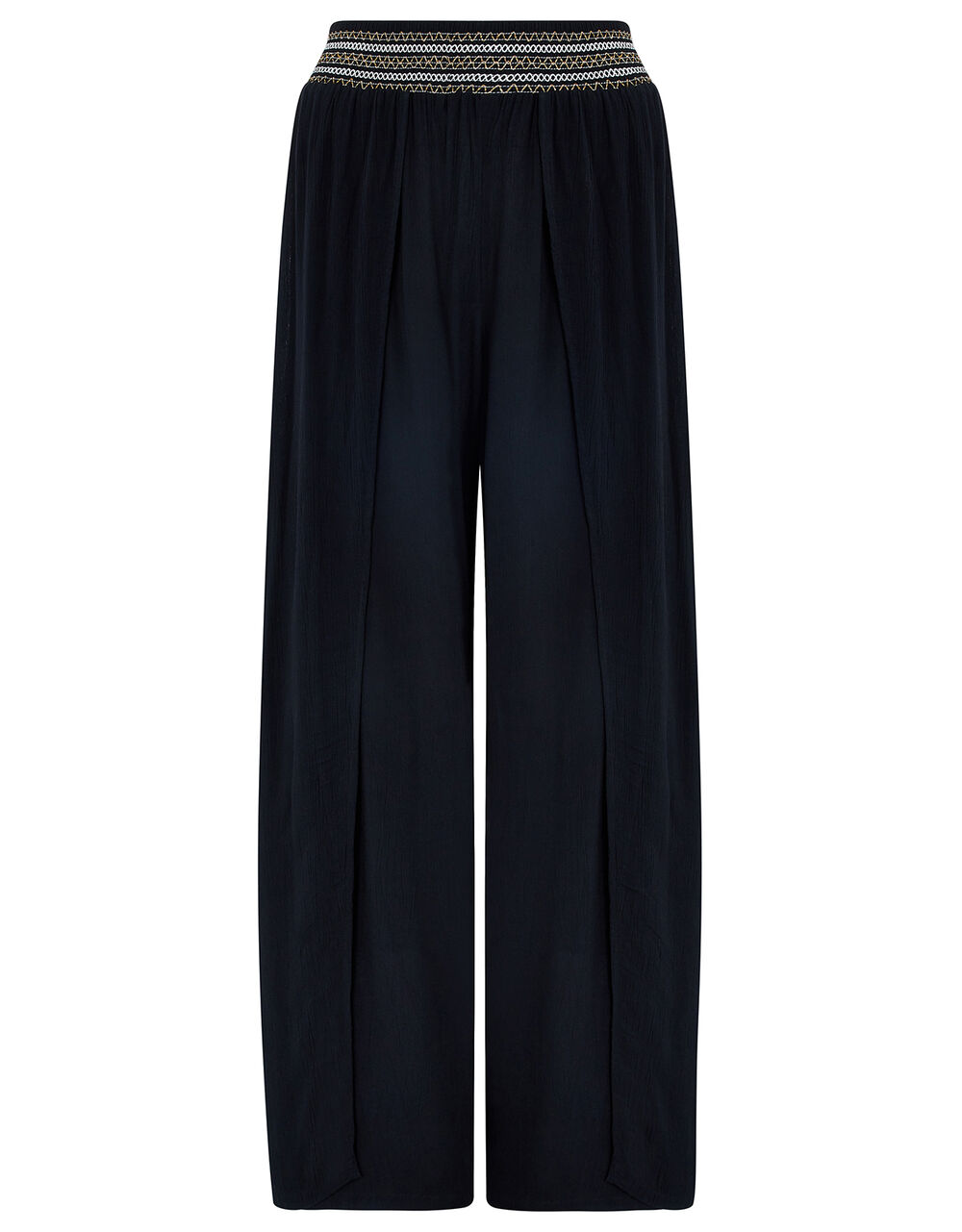 Smocked Wide Leg Beach Trousers Black Beach trousers & Shorts Accessorize Global