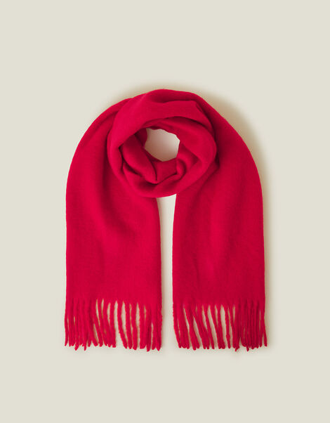 Plain Tassel Scarf, Red (RED), large