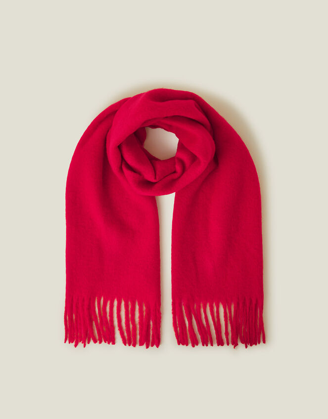 Plain Tassel Scarf, Red (RED), large