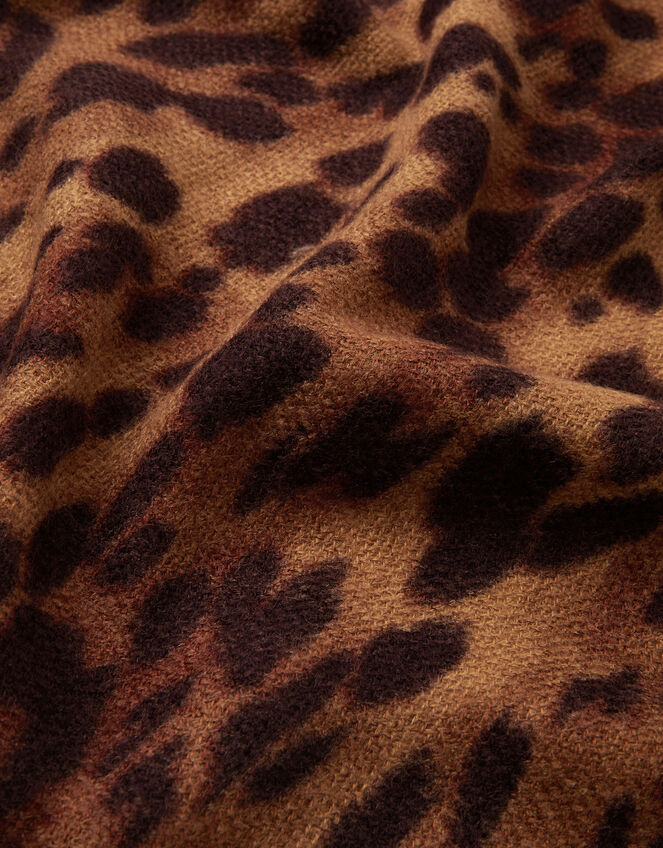 Leopard Print Blanket Scarf, , large