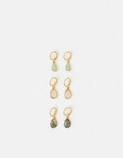 3-Pack Mini Stone Drop Hoop Earrings, , large