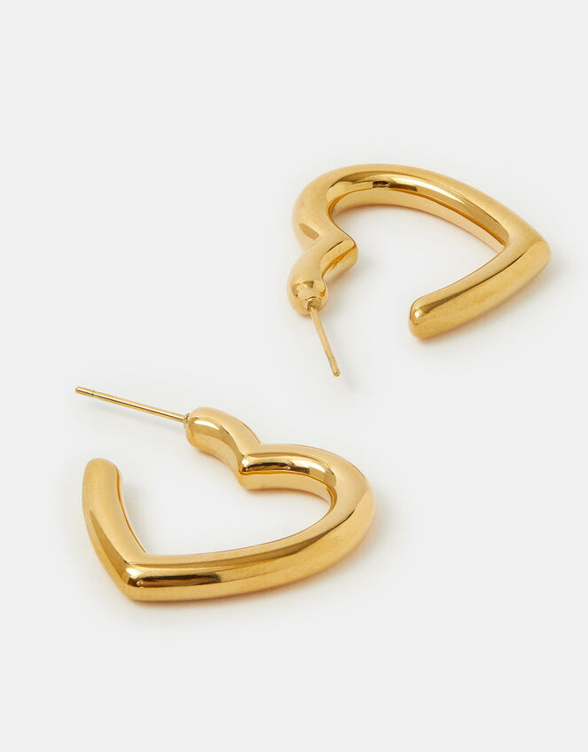 Stainless Steel Heart Hoop Earrings, , large