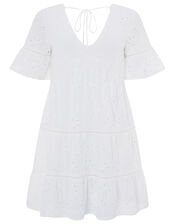Schiffli Cutwork Dress, White (WHITE), large