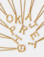 Stainless Steel Bamboo Initial Pendant Necklace, Gold (GOLD), large