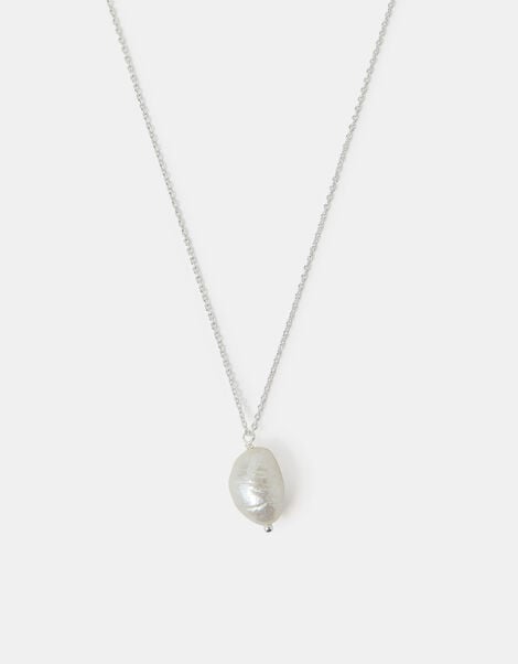 Sterling Silver Pearl Pendant Necklace, , large