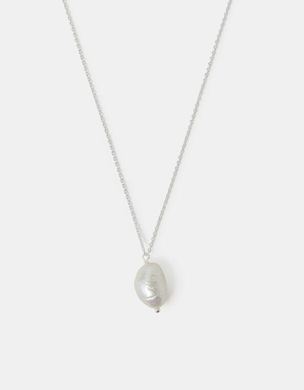 Sterling Silver Pearl Pendant Necklace, , large