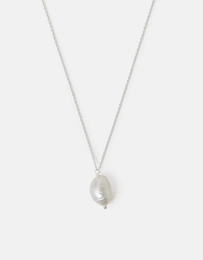 Sterling Silver Pearl Pendant Necklace, , large