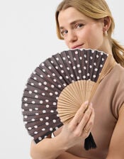 Polka Dot Print Foldable Fan, , large