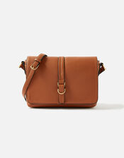 Large Flap Cross-Body Bag, Tan (TAN), large
