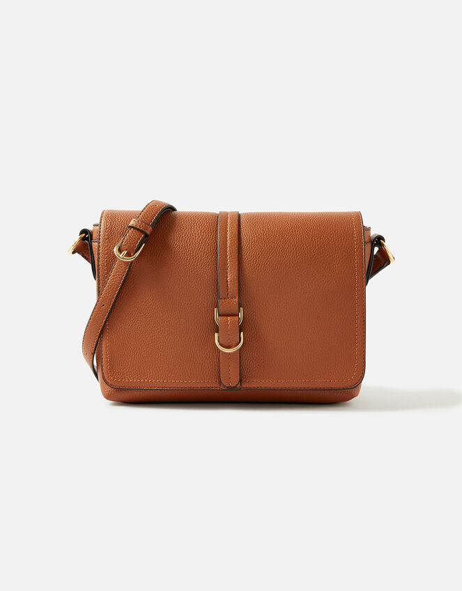 Large Flap Cross-Body Bag, Tan (TAN), large