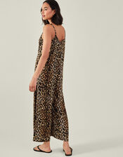 Leopard Print Jumpsuit, Brown (BROWN), large