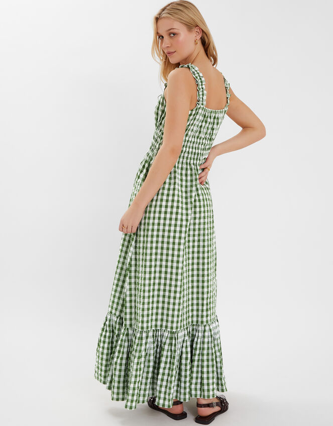Gingham Sleeveless Maxi Dress, Green (GREEN), large