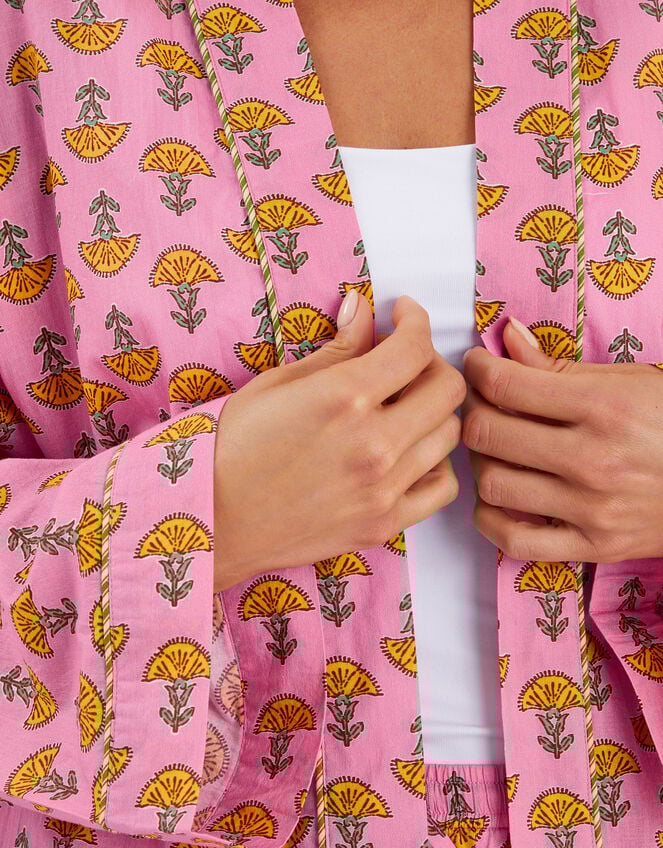 Marigold Print Dressing Gown, Pink (PINK), large