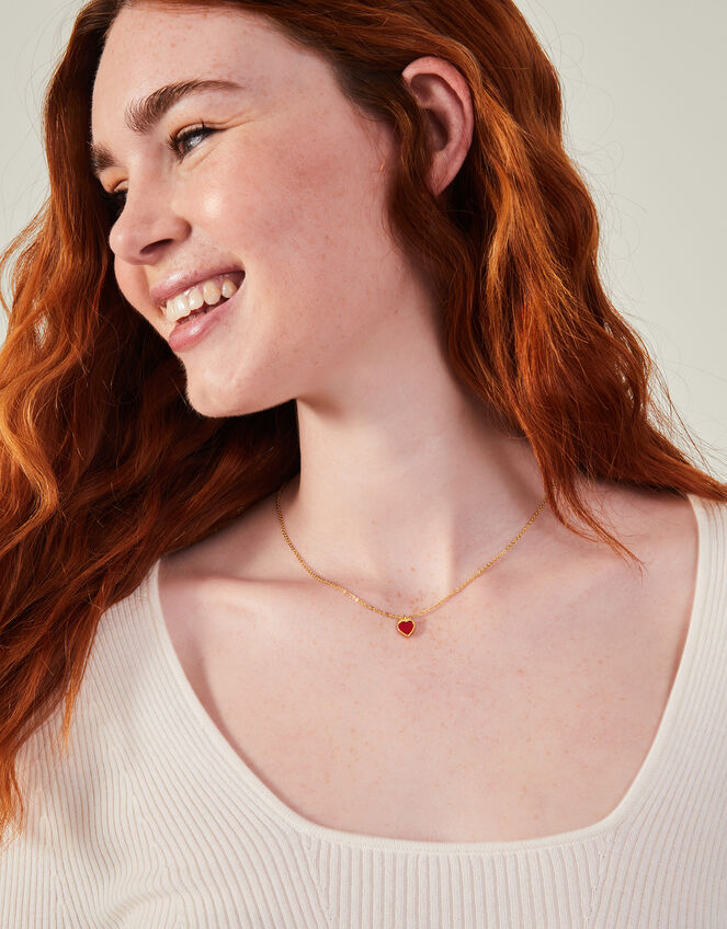 14ct Gold-Plated Heart Pendant Necklace, , large