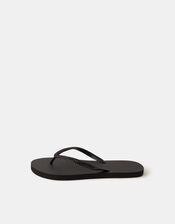 Crystal Embellished Flip Flops, Black (BLACK), large