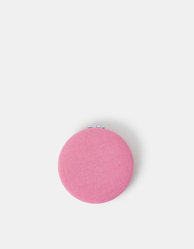 Initial Embroidered Compact Mirror, Pink (PINK), large