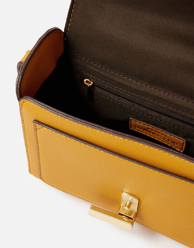 Abigail Turn Lock Cross-Body Bag , Yellow (OCHRE), large