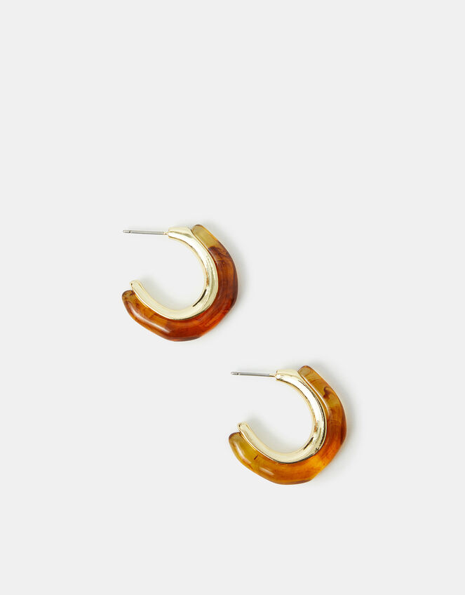 Tort Resin Hoop Earrings, , large