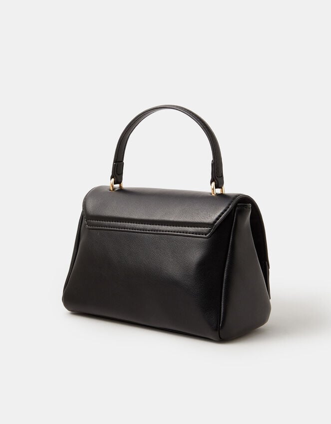 Twist Lock Chain Strap Handbag, Black (BLACK), large