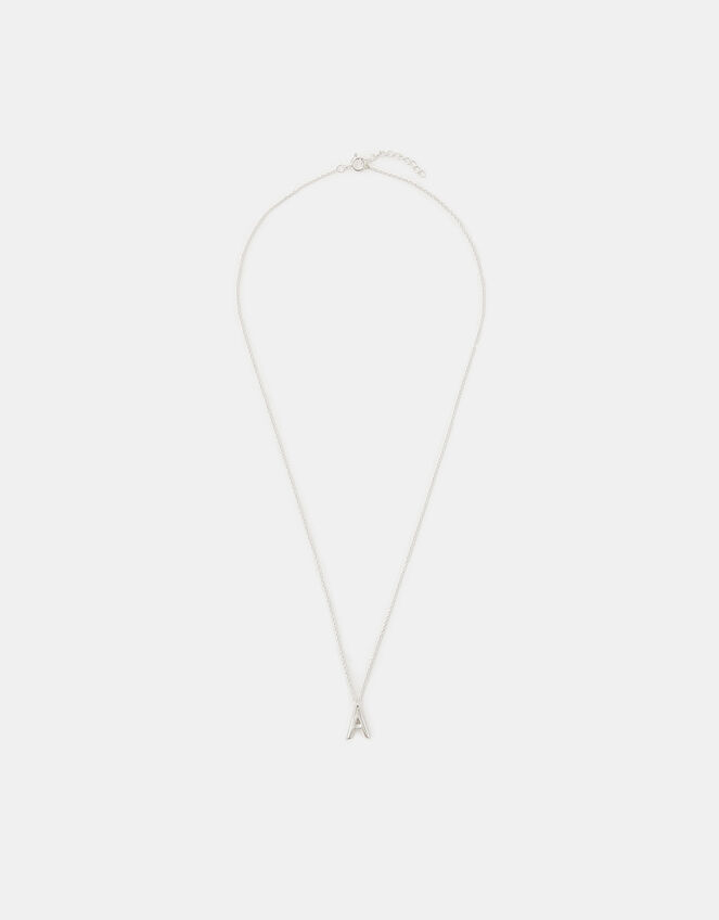 Sterling Silver Initial Pendant Necklace, Silver (ST SILVER), large